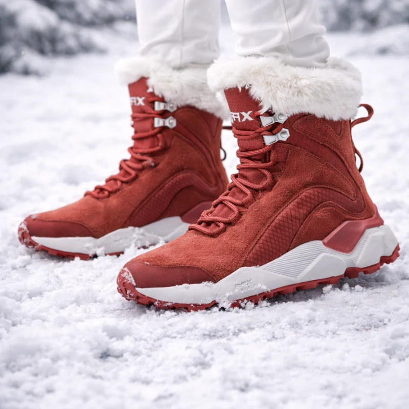 Amanda – Bottines à lacets avec semelle antidérapante et détails en fourrure