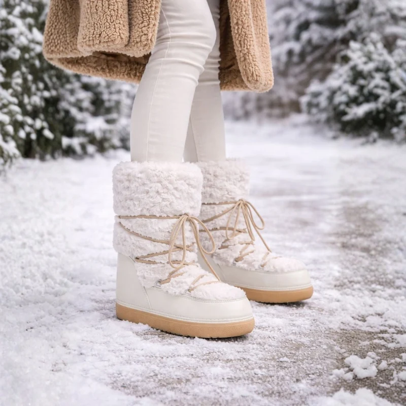 Bottes de neige mi-mollet Emily avec semelle épaisse et doublure douce