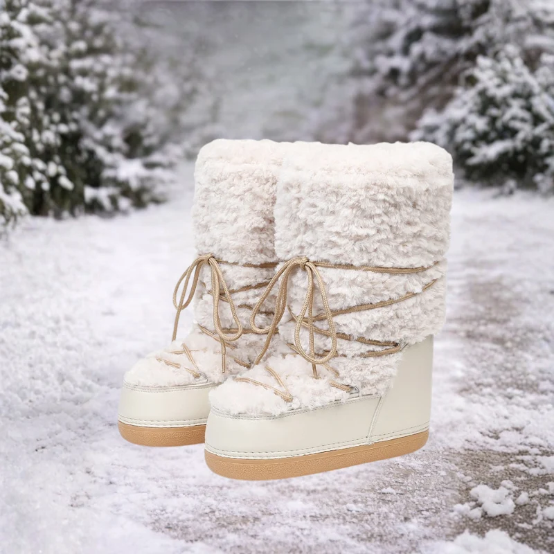 Bottes de neige mi-mollet Emily avec semelle épaisse et doublure douce