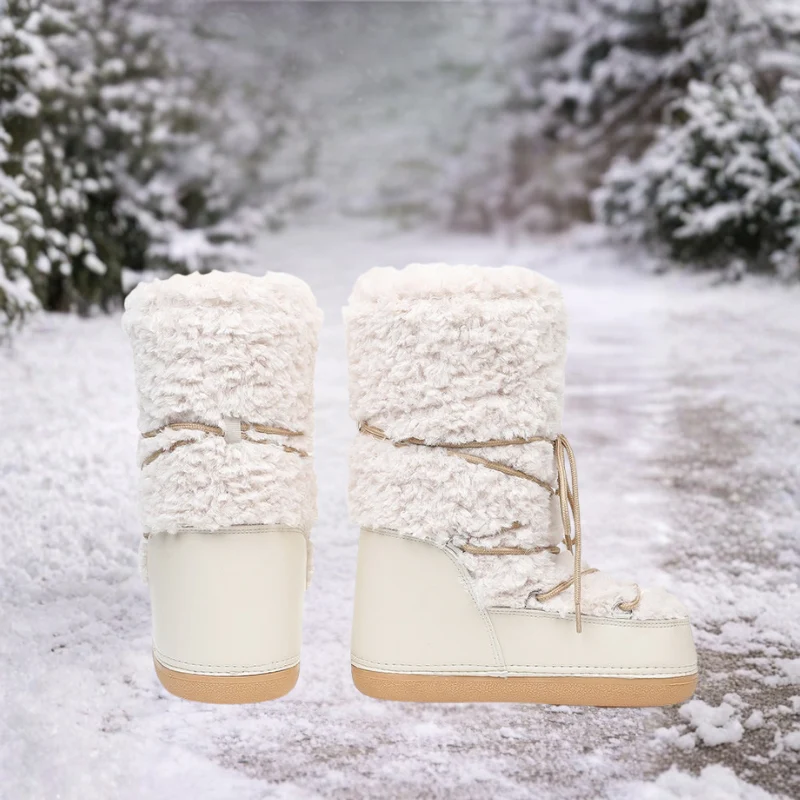Bottes de neige mi-mollet Emily avec semelle épaisse et doublure douce