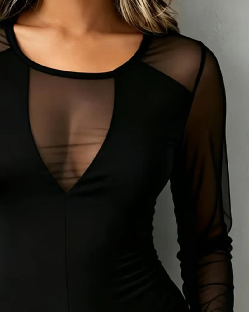 Blouse Col V Tendance Manche Longue