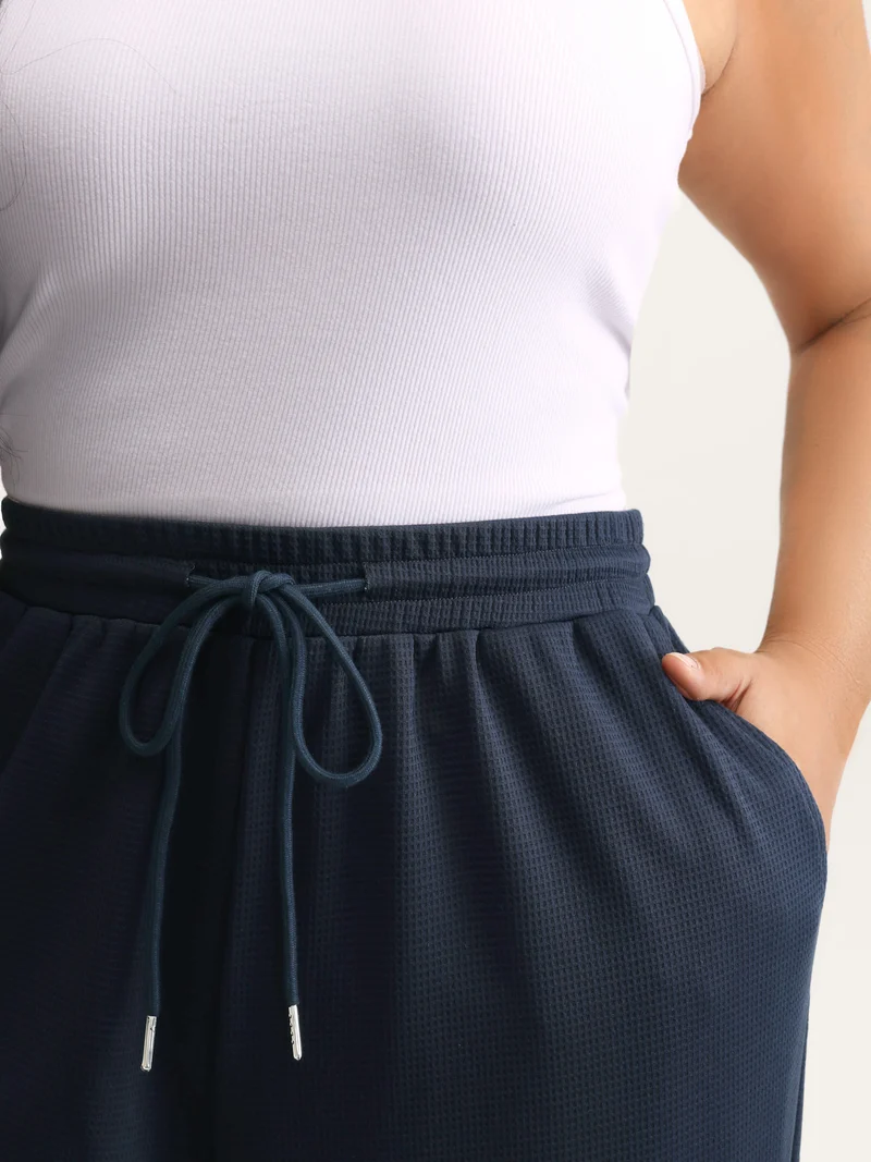 Textured Waist Drawstring Jogger Pants