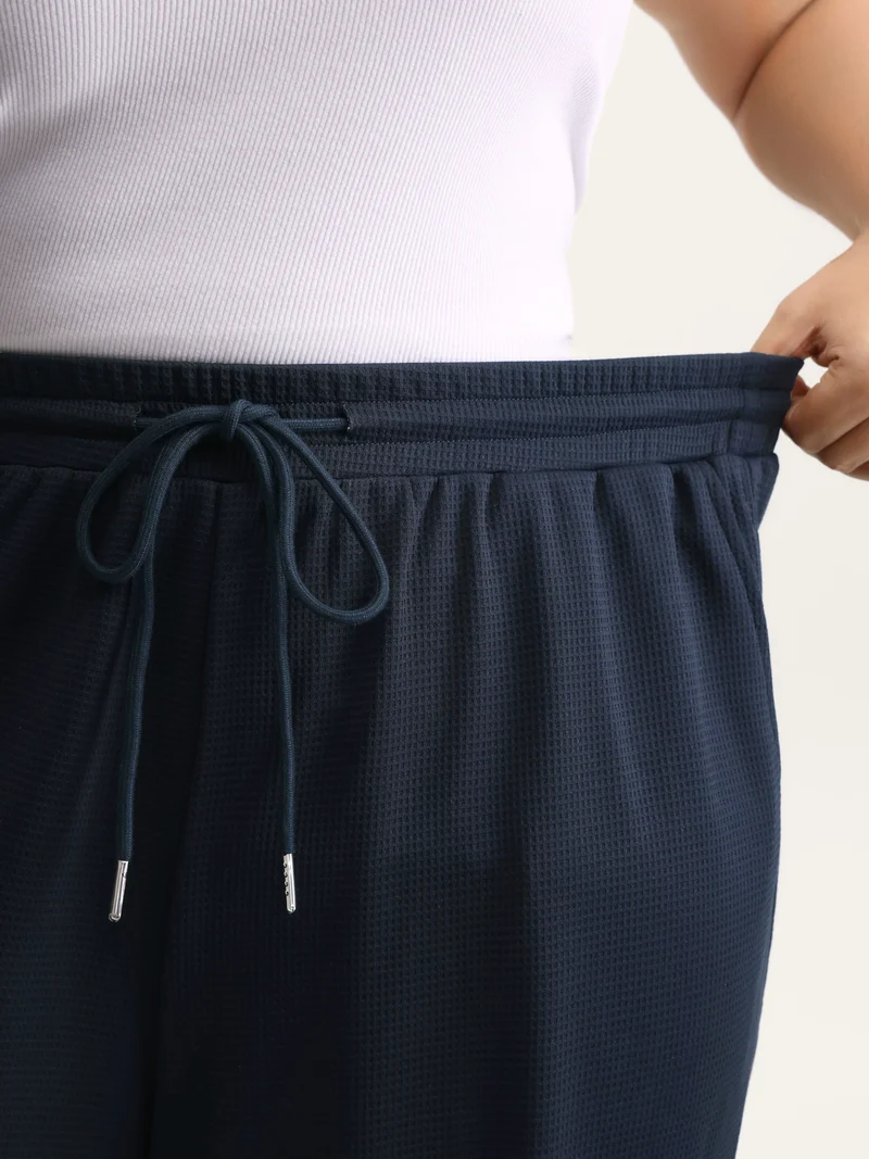 Textured Waist Drawstring Jogger Pants