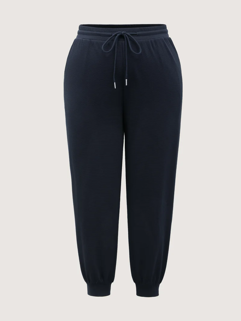 Textured Waist Drawstring Jogger Pants
