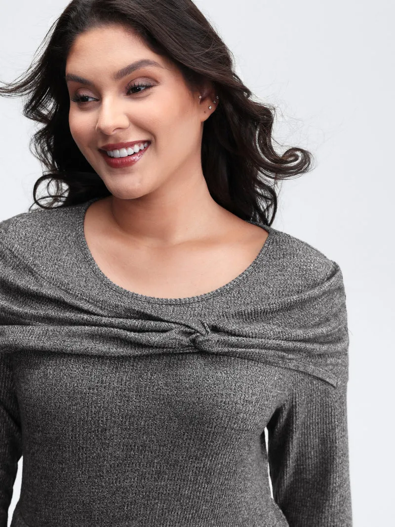 Supersoft Bowknot Stretchy Waist Midi Dress