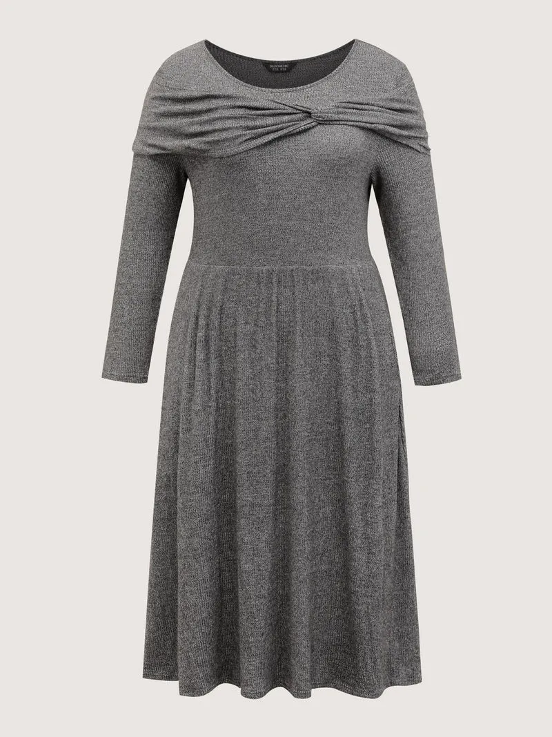 Supersoft Bowknot Stretchy Waist Midi Dress