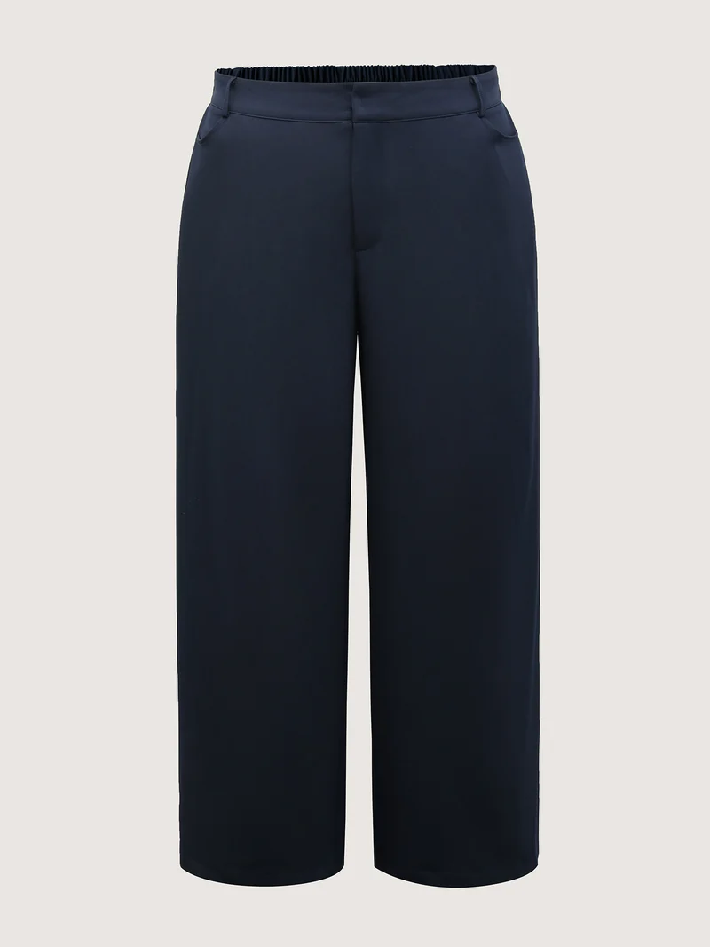 Textured Wide-Leg Button Pants