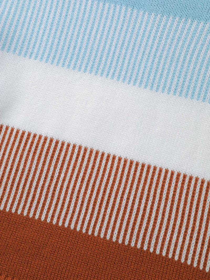 Color Stripes Textured Pullover