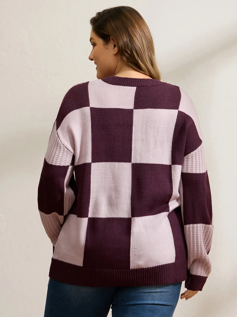 Colorblock Tissue Textured Drop Shoulder Pullover