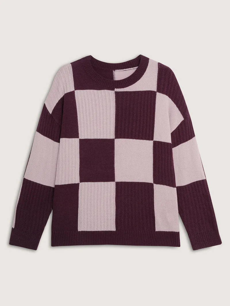 Colorblock Tissue Textured Drop Shoulder Pullover