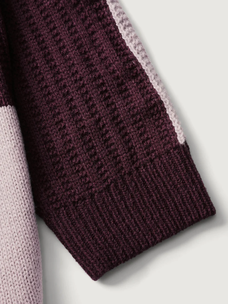 Colorblock Tissue Textured Drop Shoulder Pullover