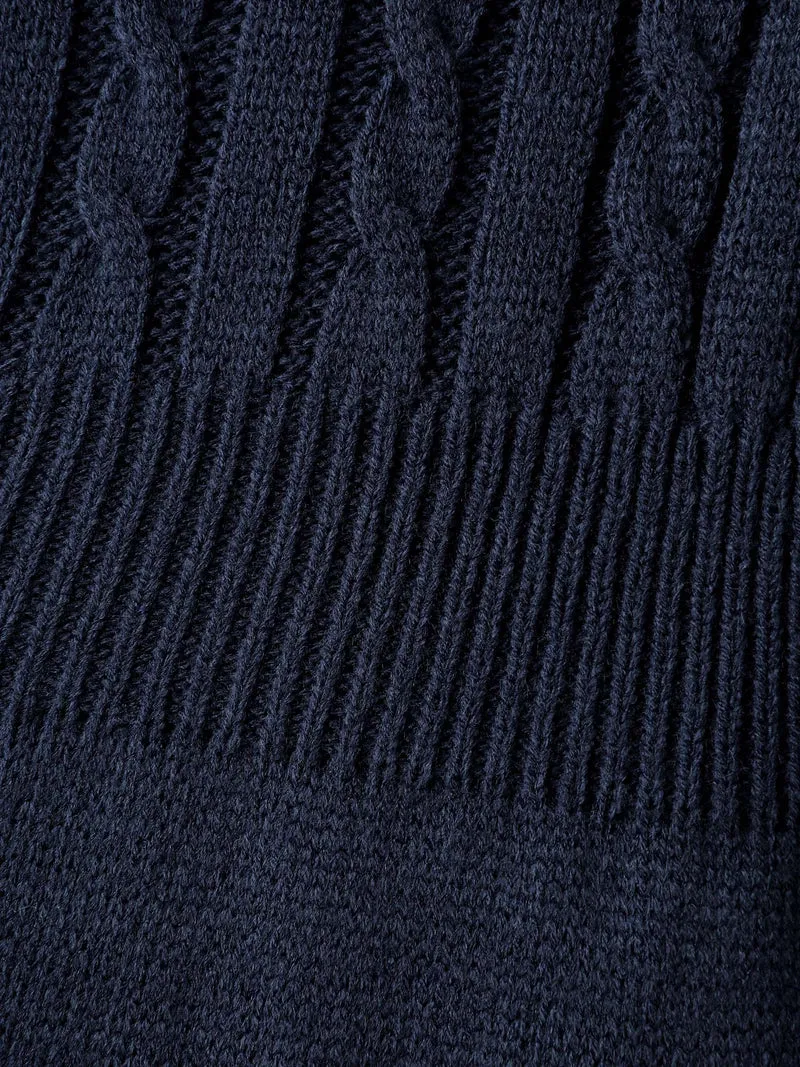 Cable Knit Cinched-Flared Waist Knit Cardigan