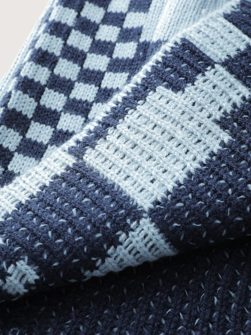 Checkered Relaxed-Fit Drop Shoulder Cardigan