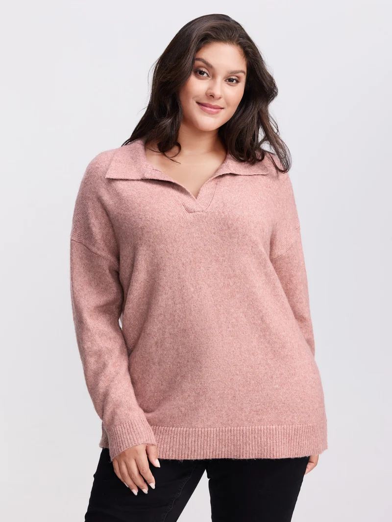 Heather Ribbed Hem Solid Pullover