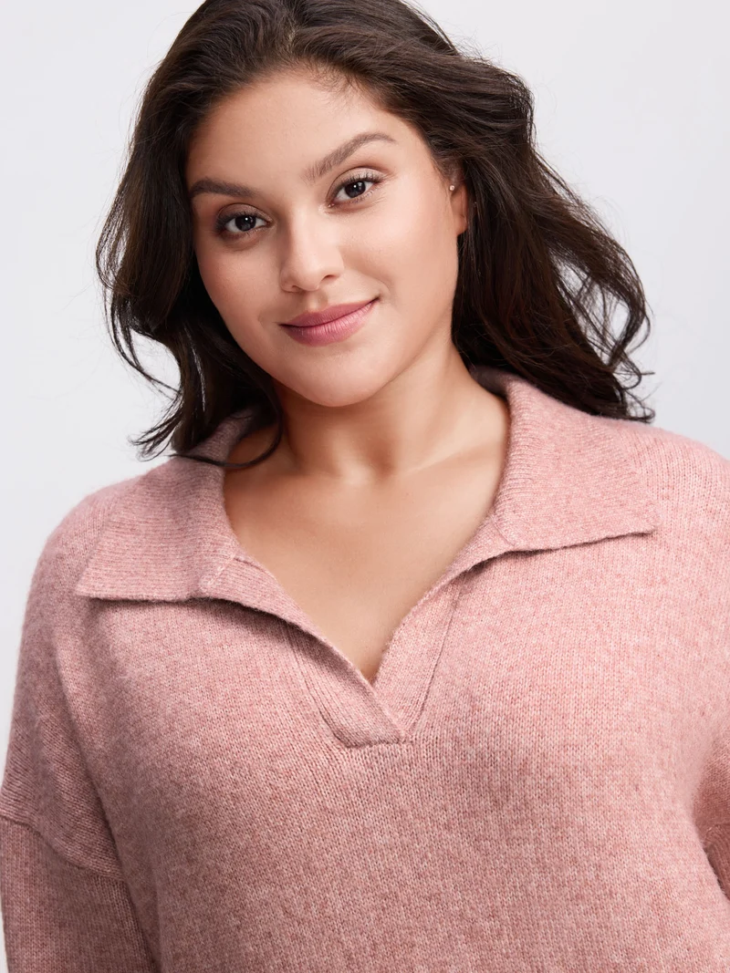 Heather Ribbed Hem Solid Pullover