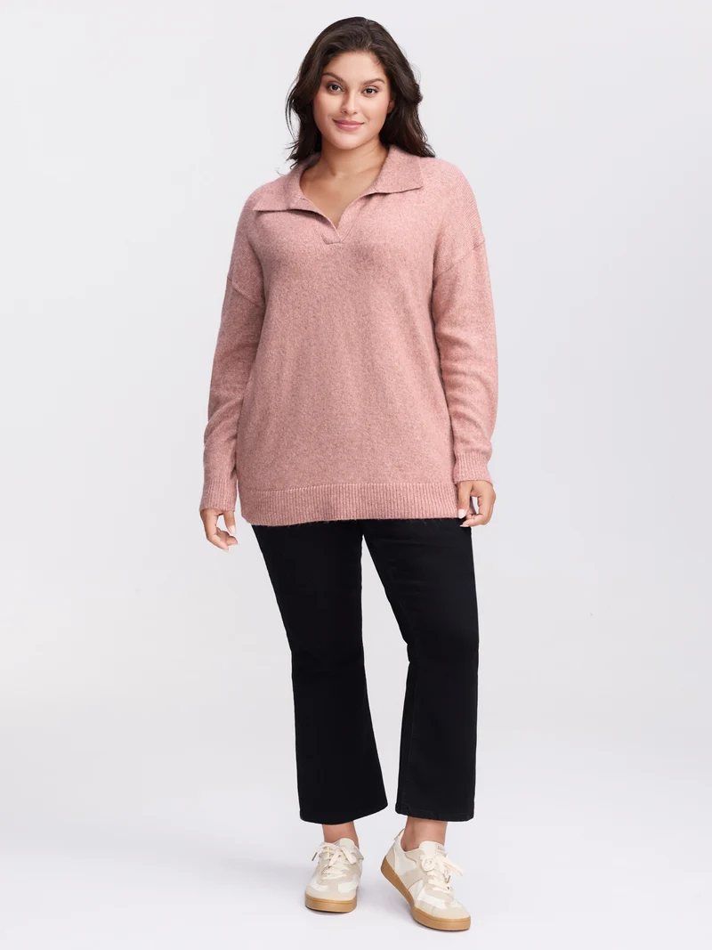 Heather Ribbed Hem Solid Pullover