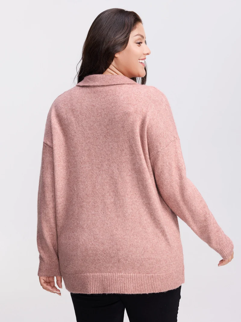 Heather Ribbed Hem Solid Pullover