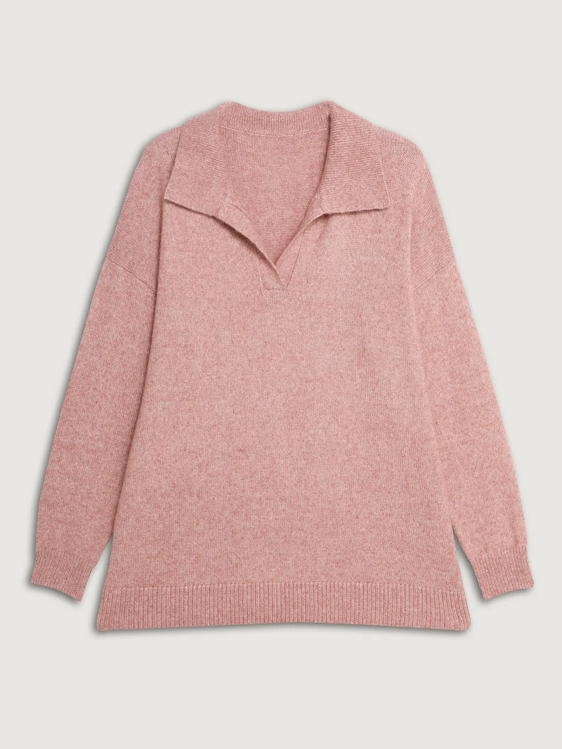 Heather Ribbed Hem Solid Pullover