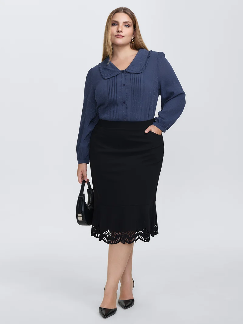 Rayon Textured Semi Sheer Placket Blouse