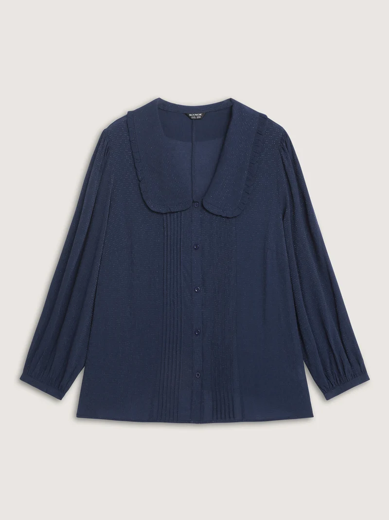 Rayon Textured Semi Sheer Placket Blouse