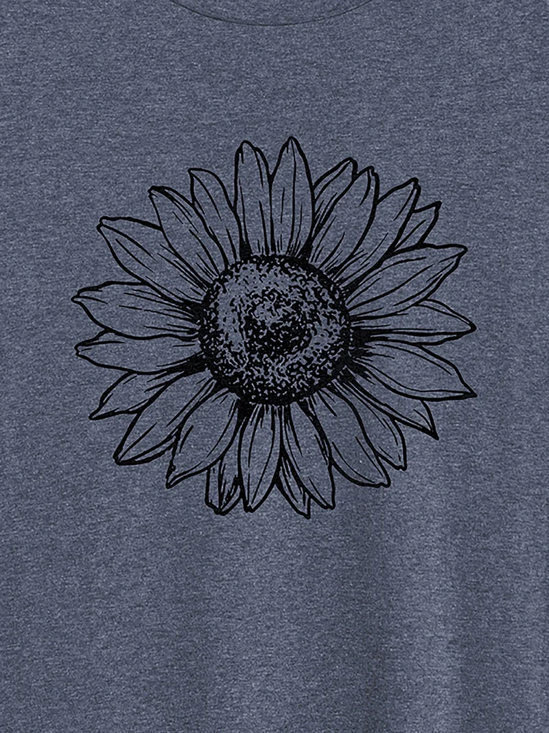 Sunkissed Sunflower Round Neck T-Shirt