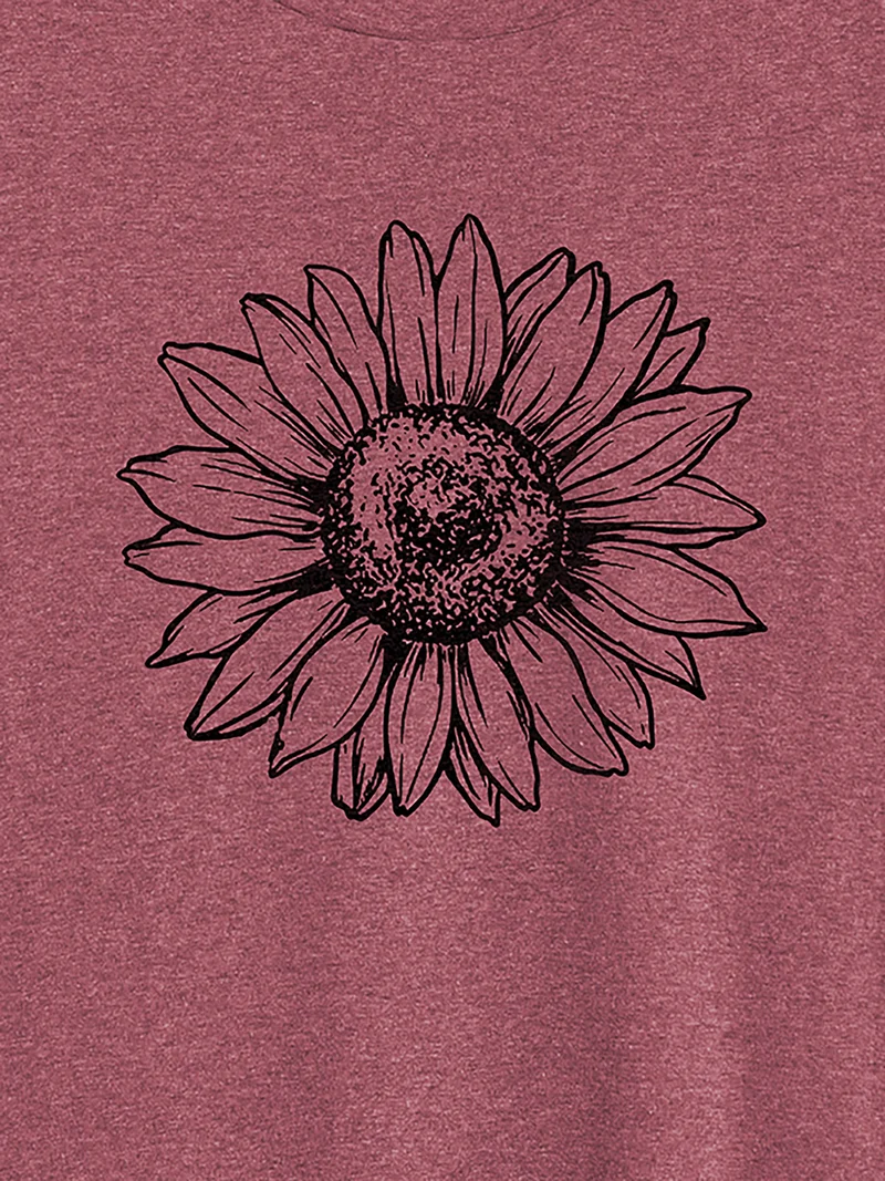Sunkissed Sunflower Round Neck T-Shirt