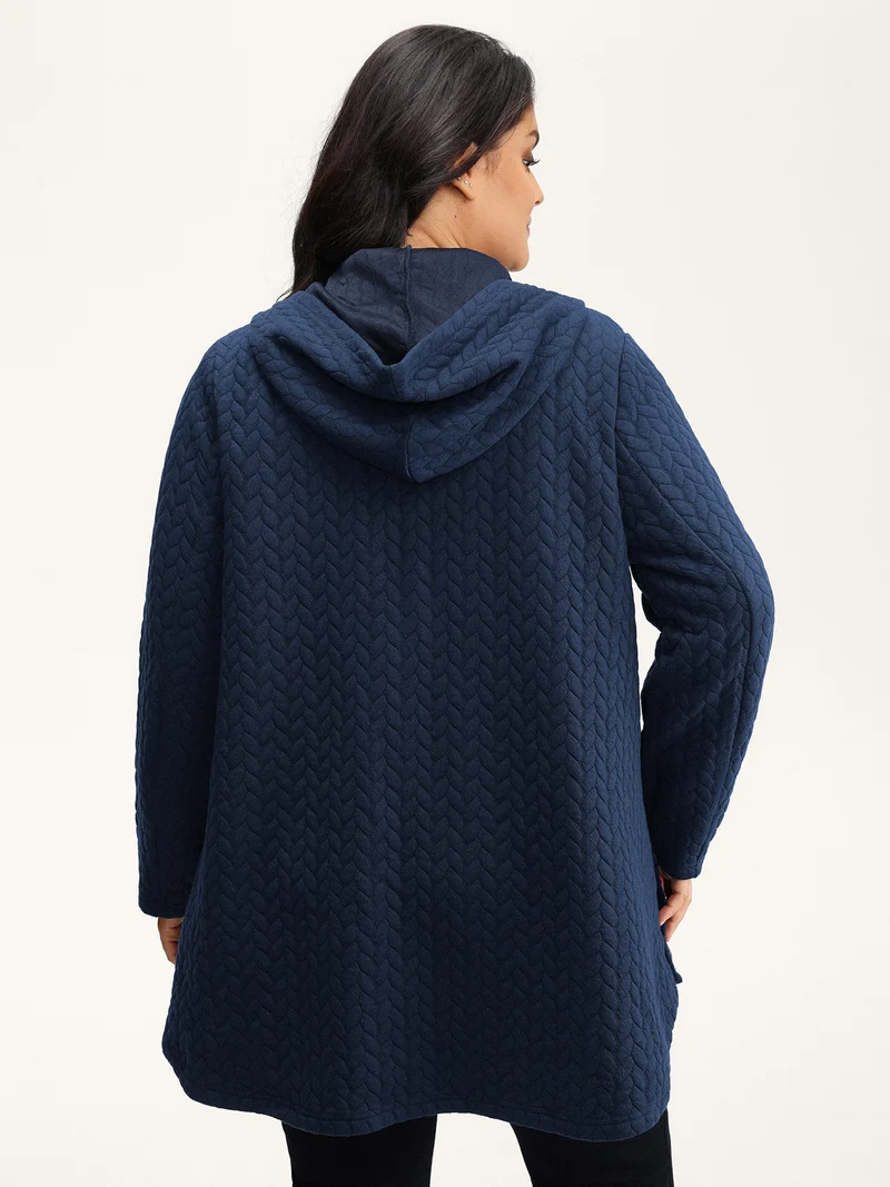 Textured Button-Down Long Jacket
