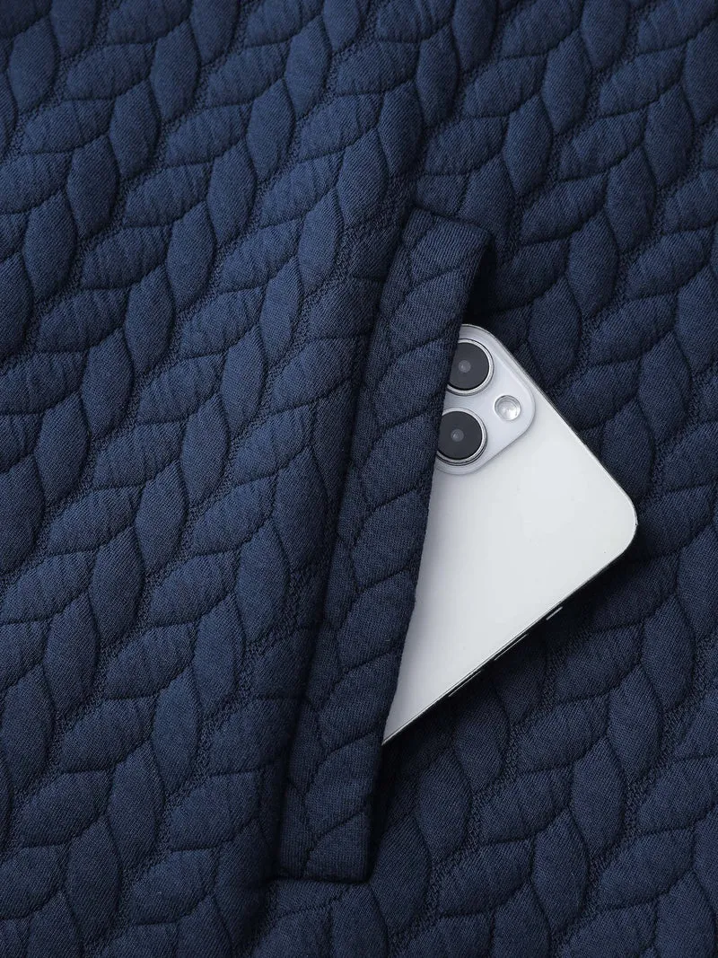 Textured Button-Down Long Jacket