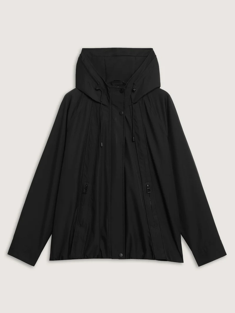 Pockets Zipper-Front Hooded Bomber Jacket