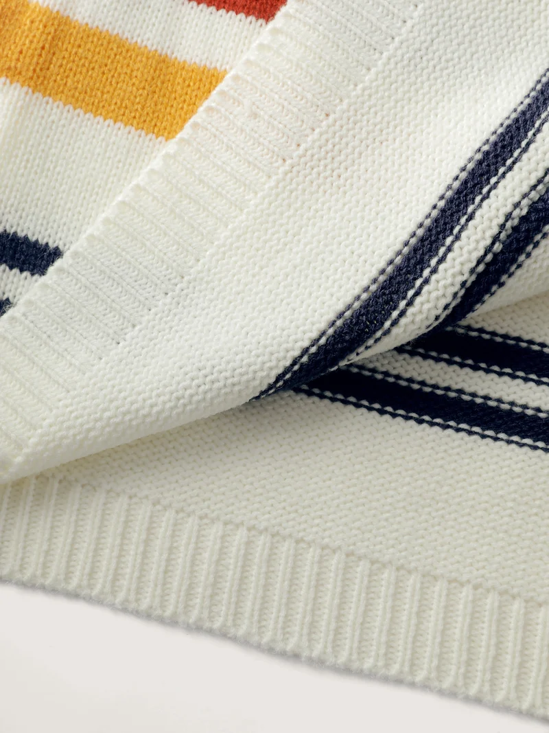 Colorful Stripe Seahorse Motif Jacquard Knit Cardigan