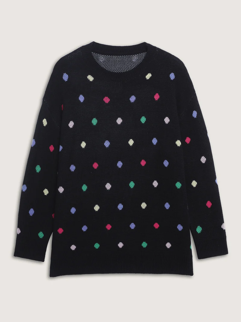 Colorful Polka Dots Jacquard Pullover