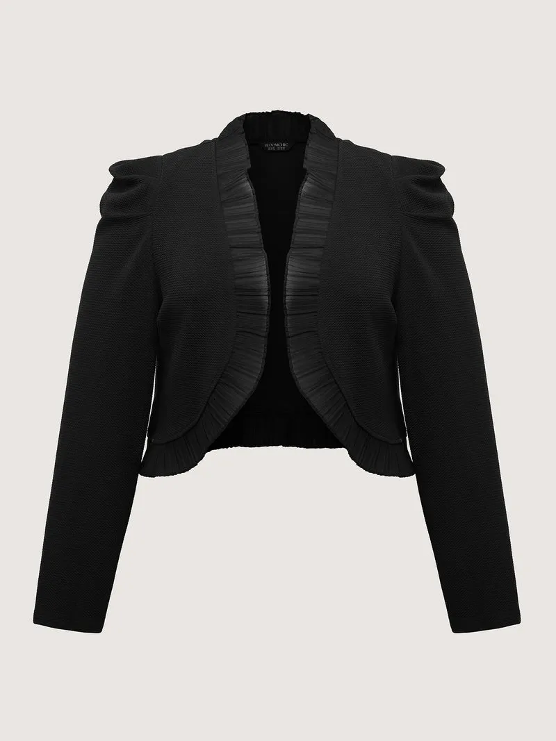Ruffled Curvy Hem Cropped Blazer