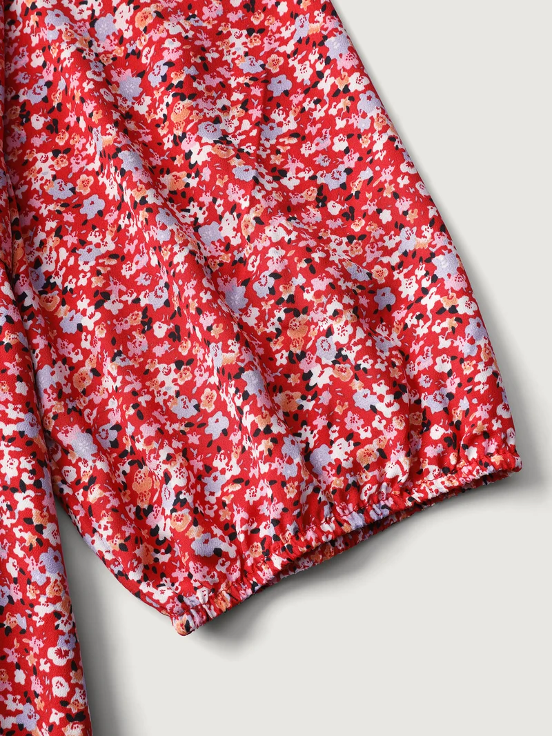 Floral Print Belted Waist Midi Dress
