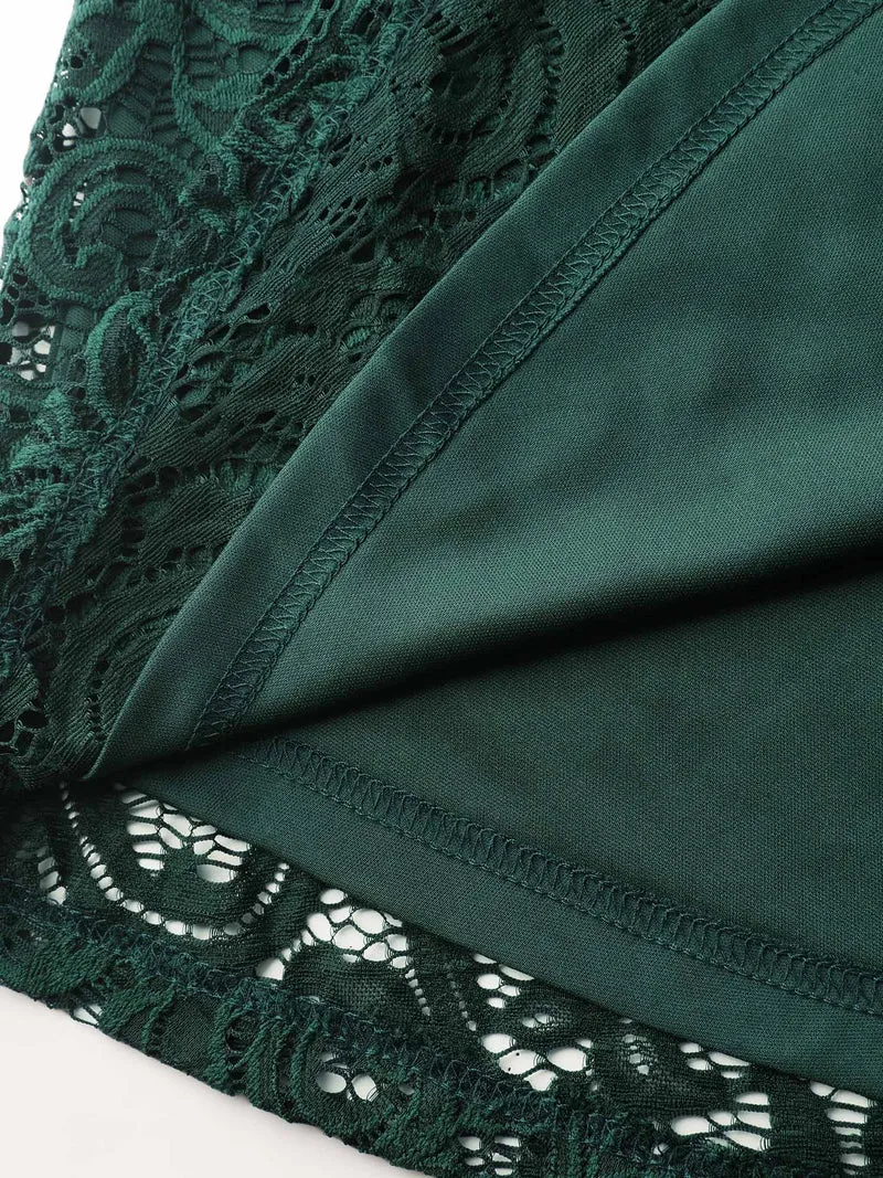 Lace Sheer Flared Sleeve V-Neck Blouse