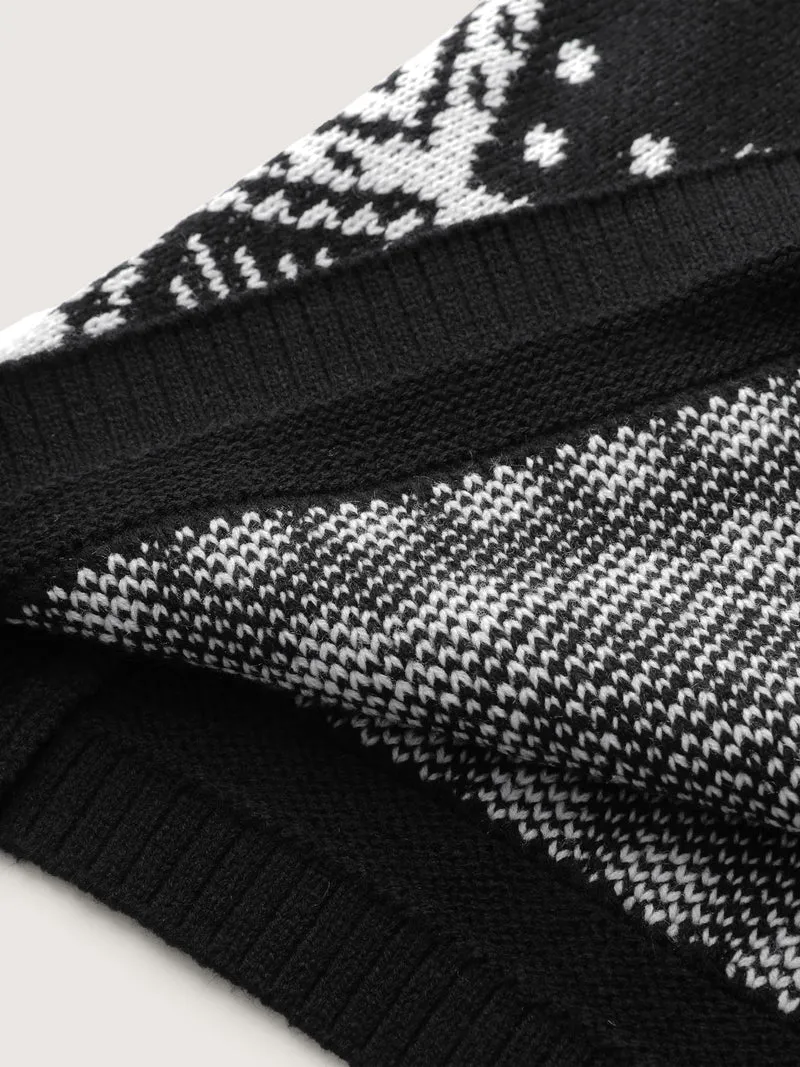 Geometrical Print Tassels Knit Cardigan