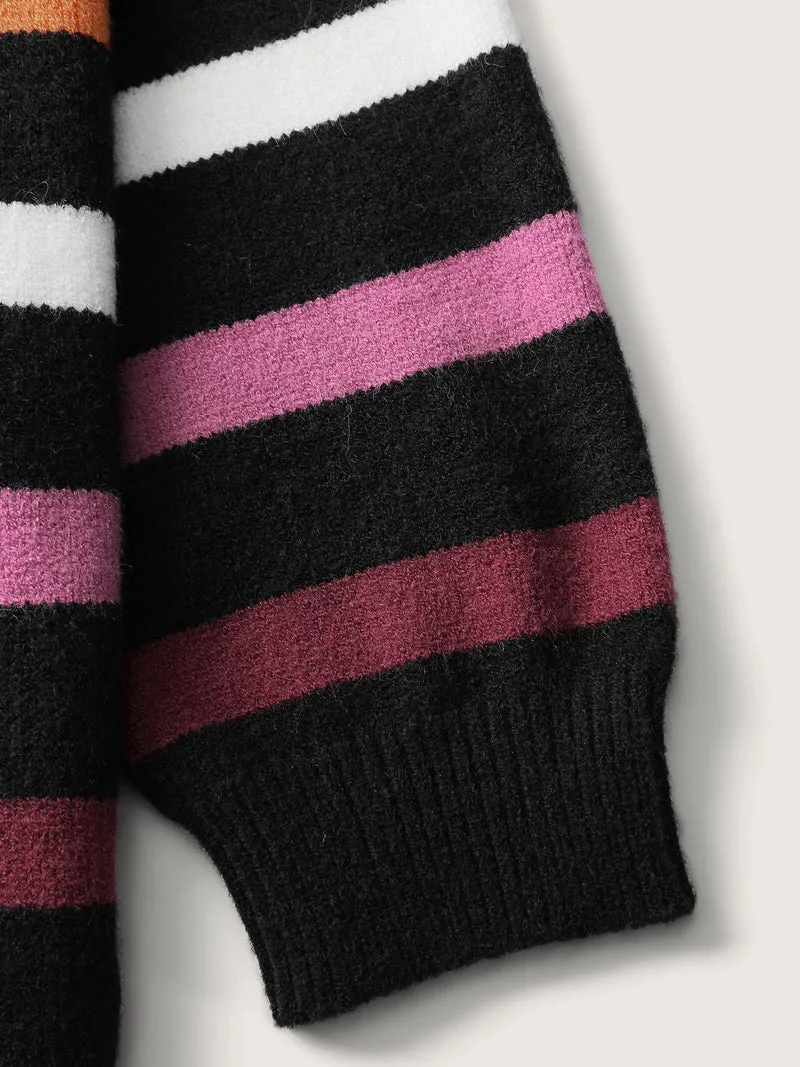 Supersoft Polo Collar Colorful Stripes Pullover