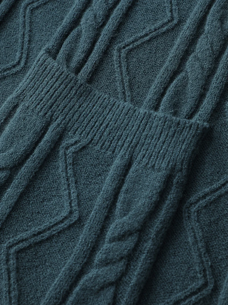 Supersoft Cable Knit Pockets Shawl Collar Knit Cardigan