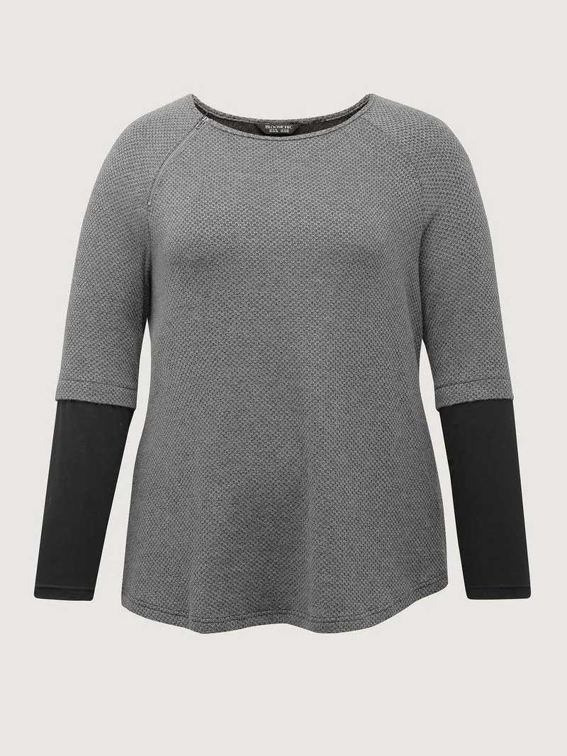 Shoulder Zip Color Contrast T-Shirt