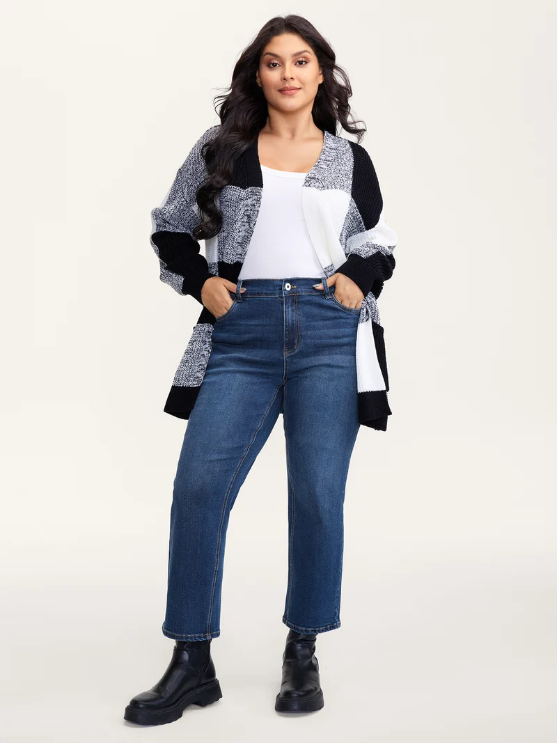 Stretchy Butt-Lifting Rubber Waist Straight-Leg Jeans