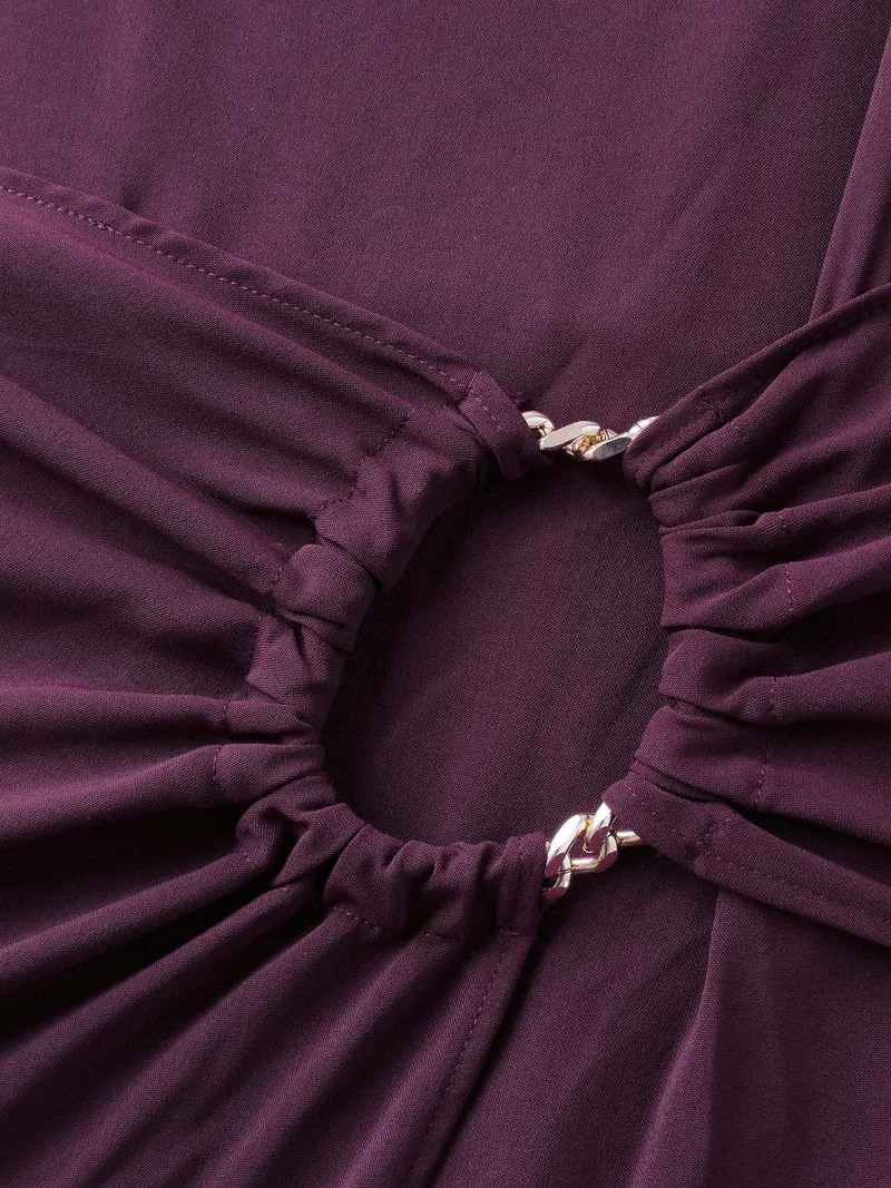 Metal Buckle Twist Side Sheath Maxi Dress