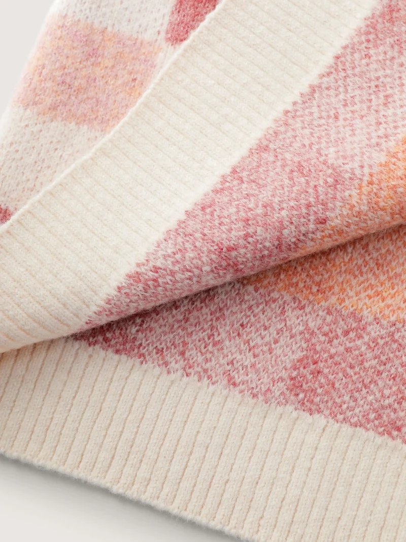 Checkered Color Contrast Open-Front Cardigan