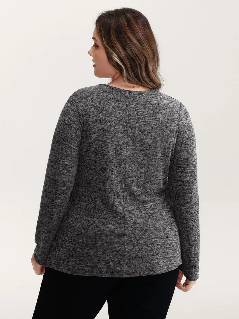 Heather Metal Detail Ruched T-Shirt