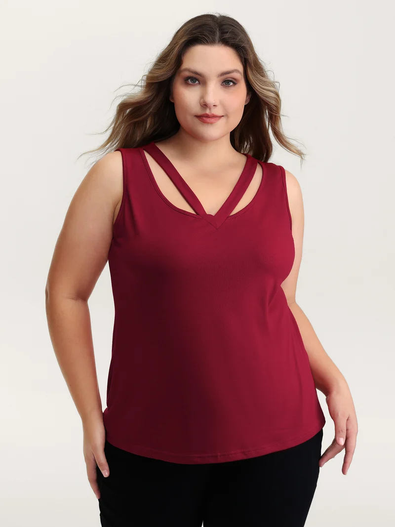 Supersoft Stretchy Cut-Out V-Neck Tank Top