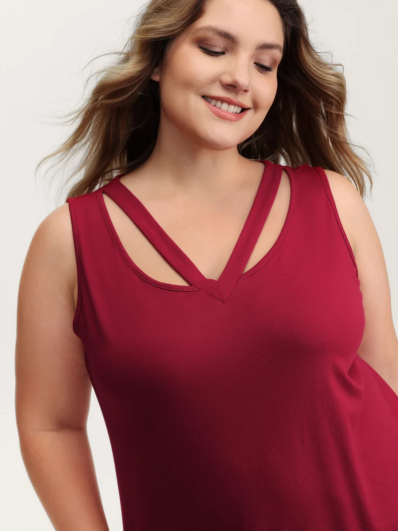 Supersoft Stretchy Cut-Out V-Neck Tank Top