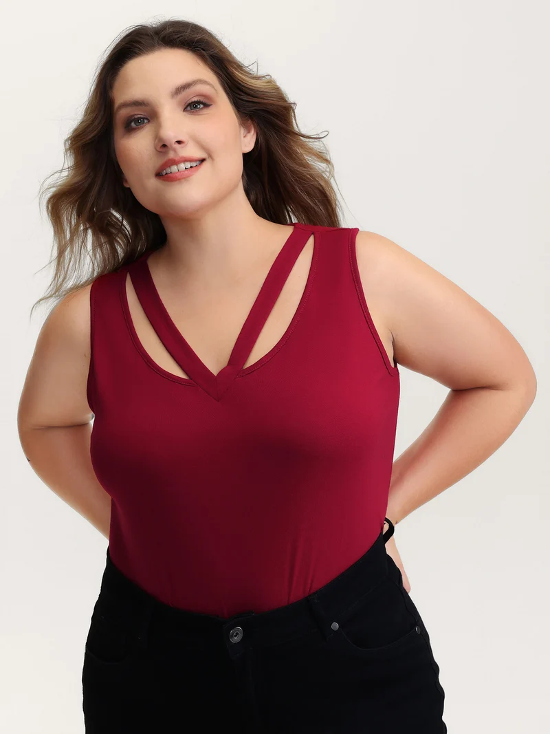 Supersoft Stretchy Cut-Out V-Neck Tank Top