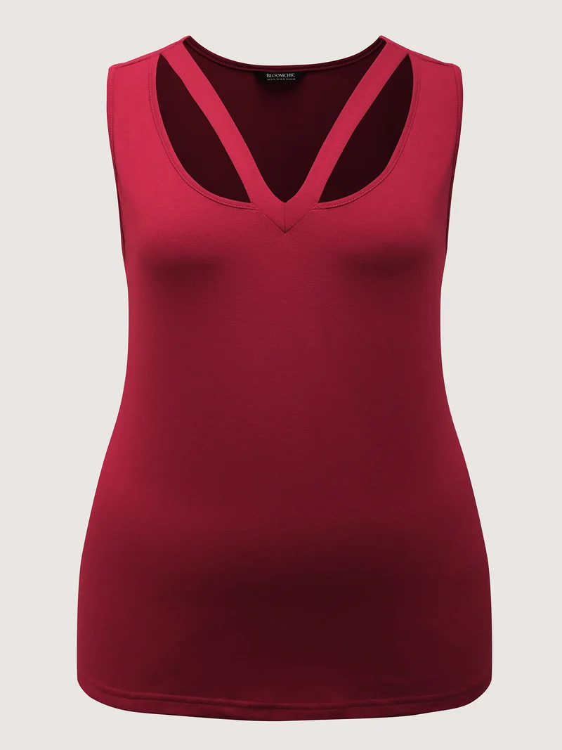 Supersoft Stretchy Cut-Out V-Neck Tank Top