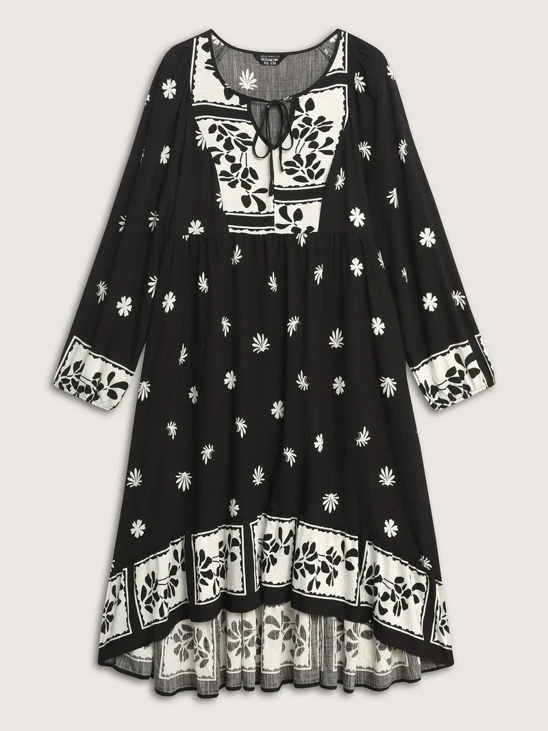 Floral Print Pockets A-Line Flowy Midi Dress