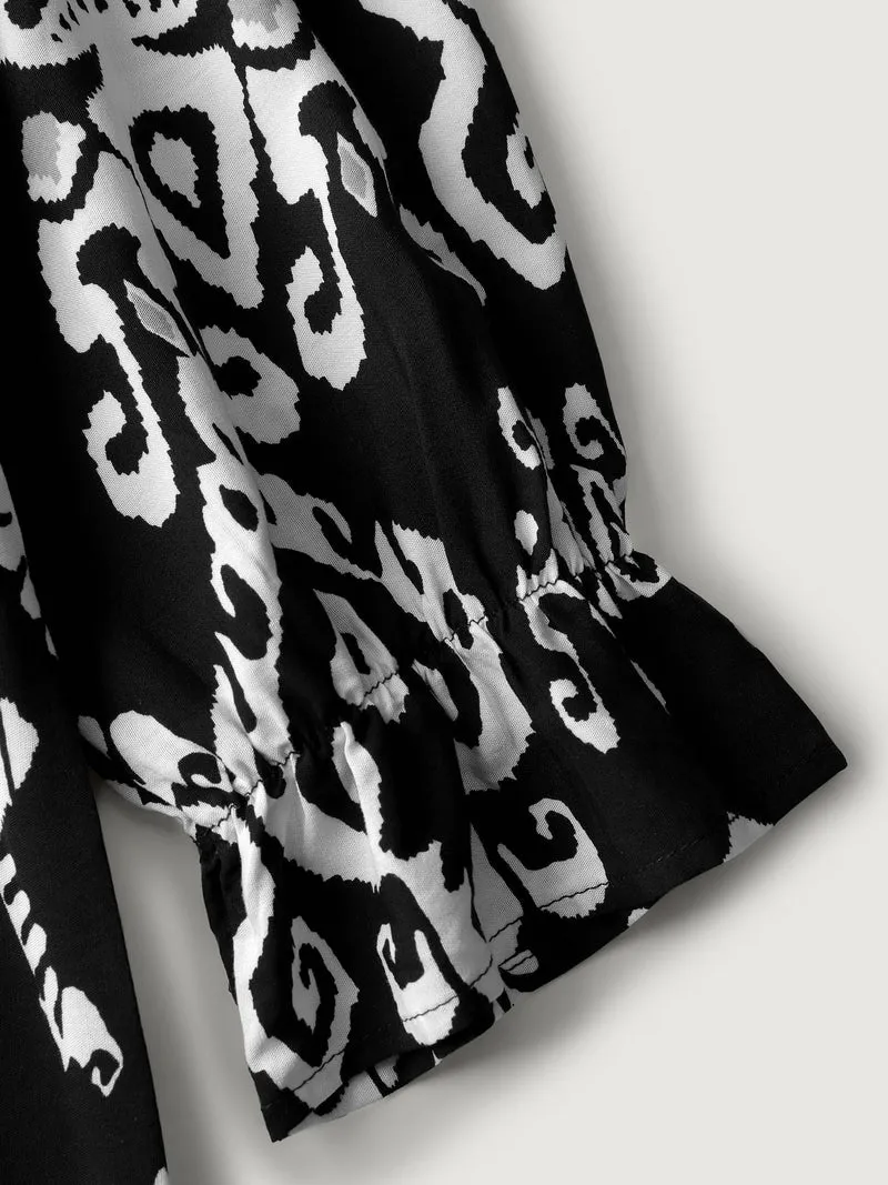 Floral Print Adjustable Drawstring Waist Midi Dress