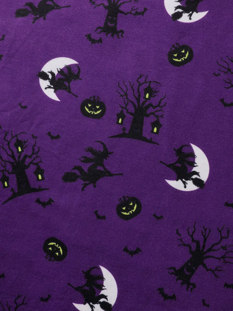 Midnight Halloween Print Wide-Leg Lounge Pants