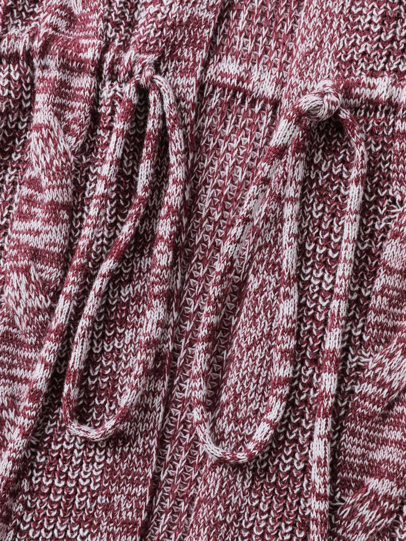 Cable Stitch Heather Hooded Knit Cardigan
